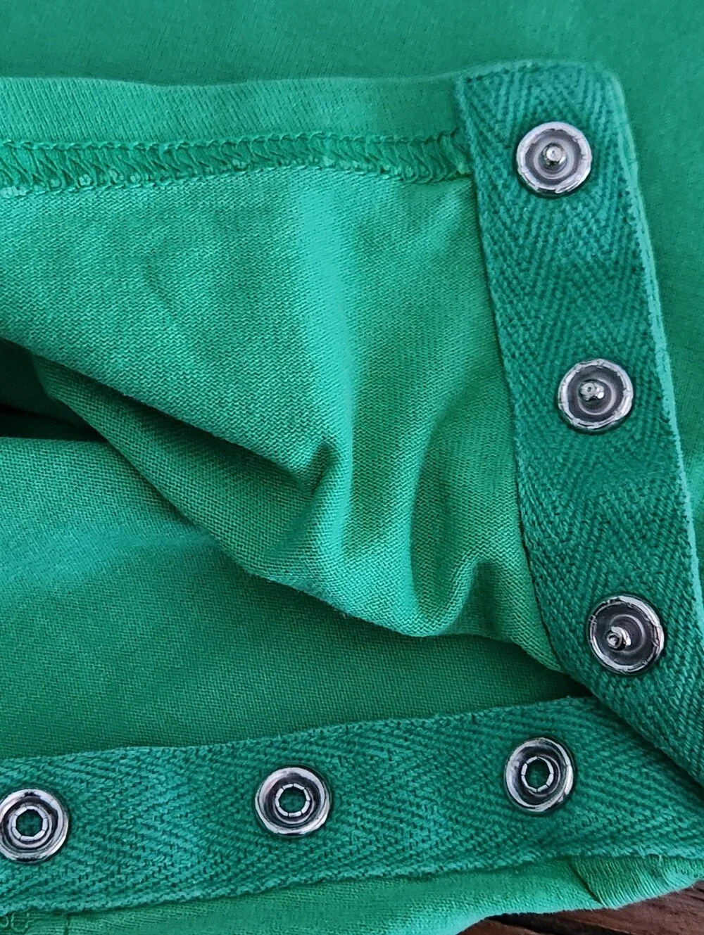 VTG Hanna Andersson Train Appliqué Romper Size 90 3T Green Locomotive Shortall